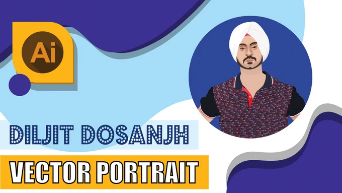 Vector Portrait Tutorial Illustrator | Diljit Dosanjh Portrait Making |How to Make a Vector Portrait
