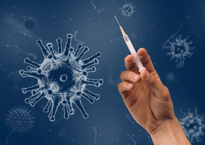 syringe, hand, virus
