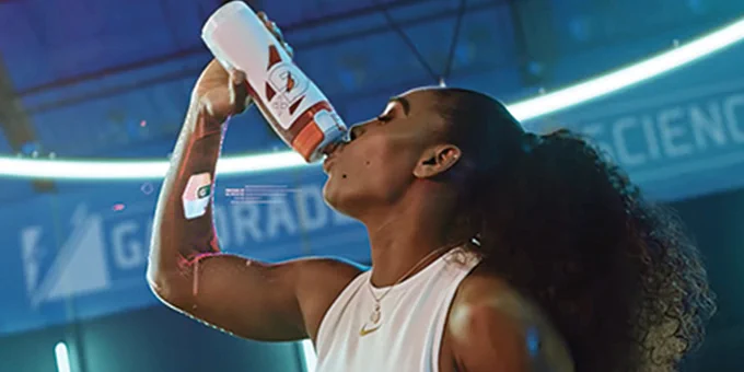 Serena Williams wears one of the sensors while training.