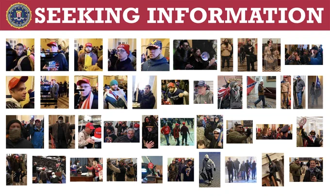 Seeking information poster with photo collage 