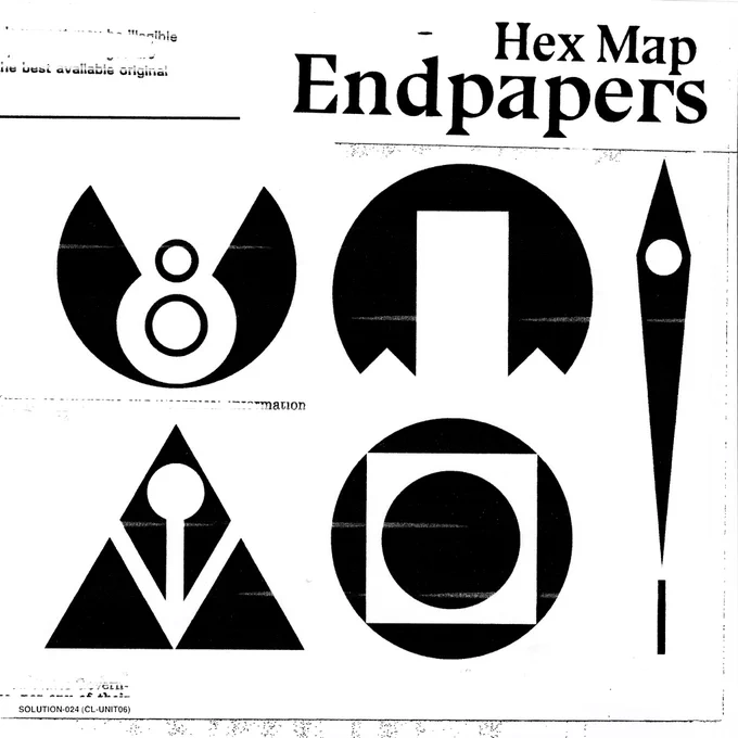 the mysterious and ominous cover art for Hex Map's EP "Endpapers" - some enigmatic symbols