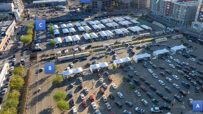 Petco Park Vaccine Super Station staffed by UC San Diego Health in San Diego, CA