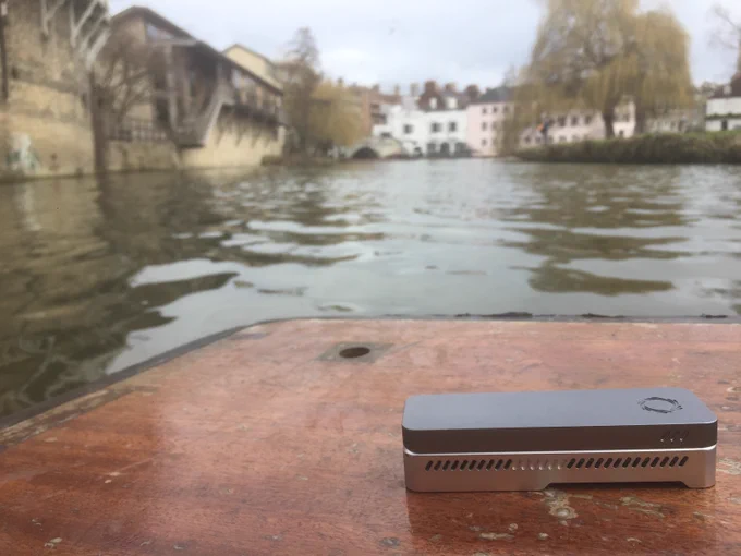 Punting and sequencing with the MinION. The MinION is a portable device that can sequence genetic material sampled from the environment – here, from the River Cam in Cambridge, UK. (CC-BY 4.0) PuntSeq 
