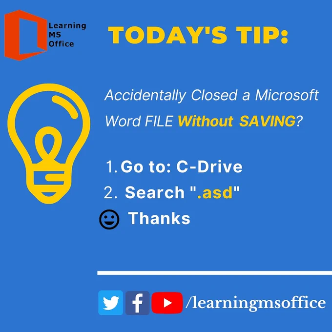 Ms word not saved file