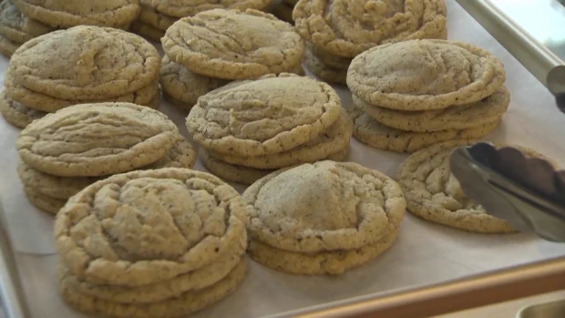 Fresh cookies on a tray
