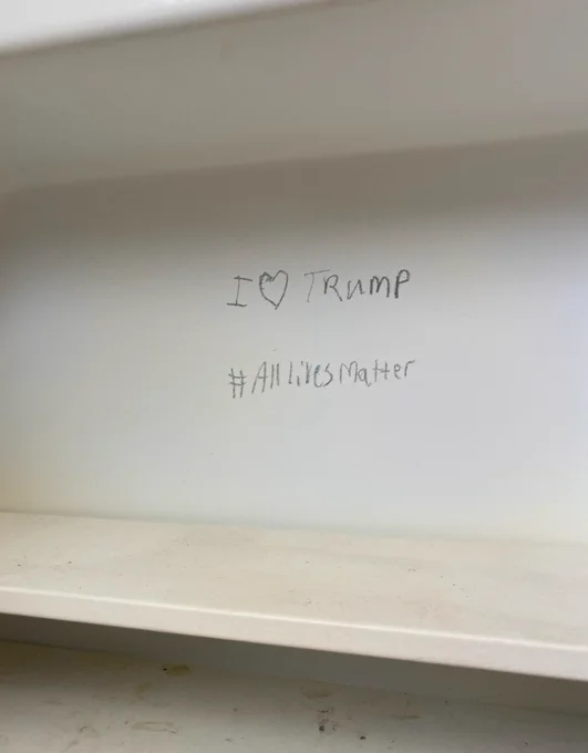 I love trump #alllivesmatter written on the wall.