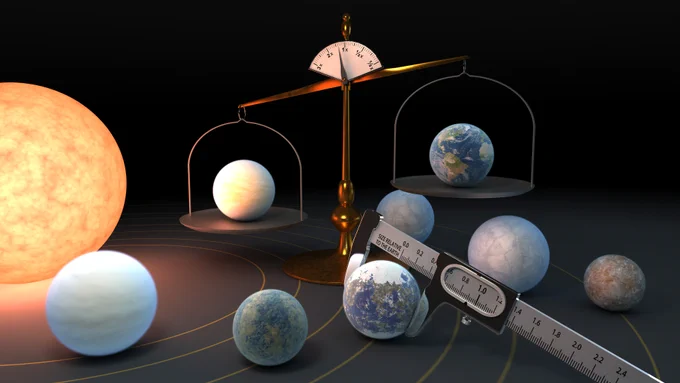 illustration of planets on a scale
