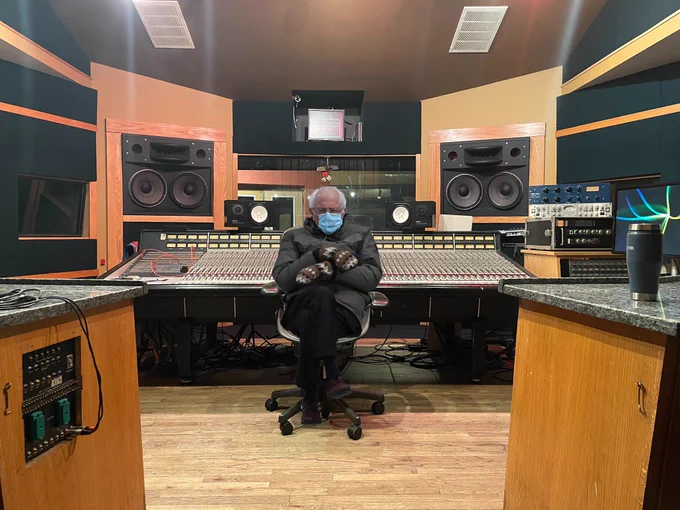 Bernie Sanders at the @milkboystudios console, studio A