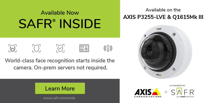 Computer vision on the edge: SAFR is embedded on the new AXIS P3255-LVE camera.