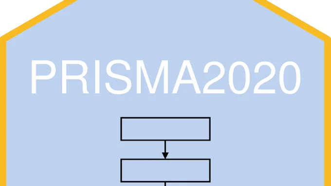 Hex sticker showing the logo for the PRISMA2020 project