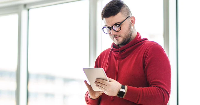 Student working on a tablet