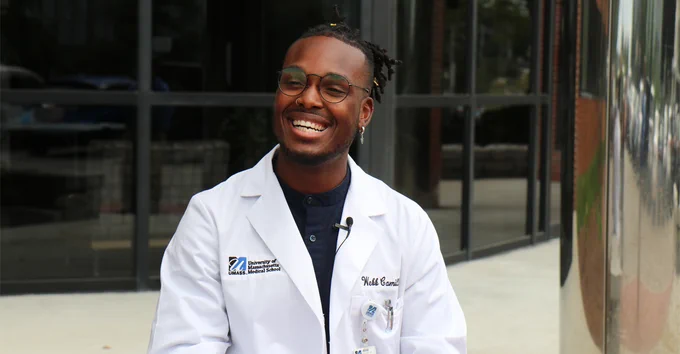 Webb Camille outside UMass Medical School