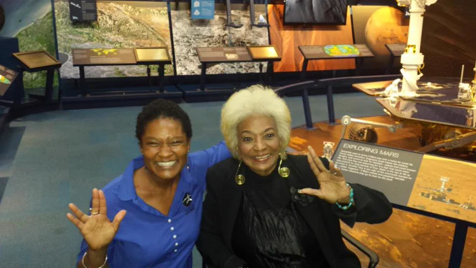 NASA systems engineer Tracy Drain with actor Nichelle Nichols