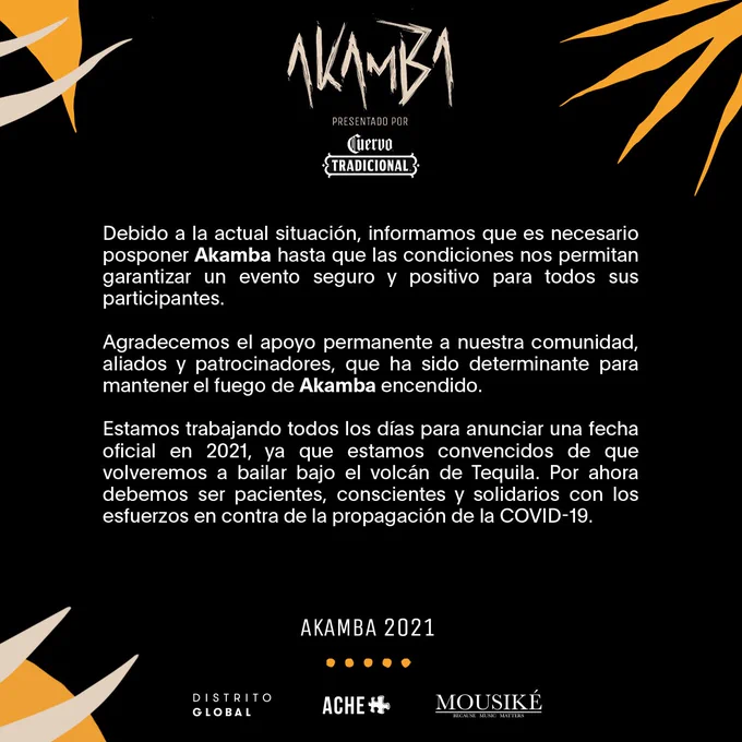 Akamba 2021: reprogramado hasta nuevo aviso debido a la pandemia de COVID-19