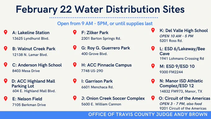 February 22 Water distribution sites