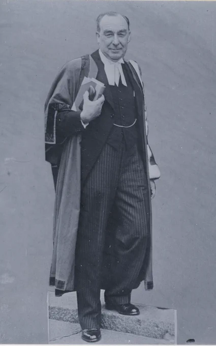 The Bailiff, Lord Coutanche after being made a life peer in the 1961 Birthday Honours. He took the title Baron Coutanche of St Brelade
