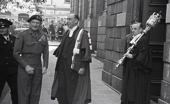 The Bailiff with Field Marshall Montgomery on his visit to the Island in May 1947