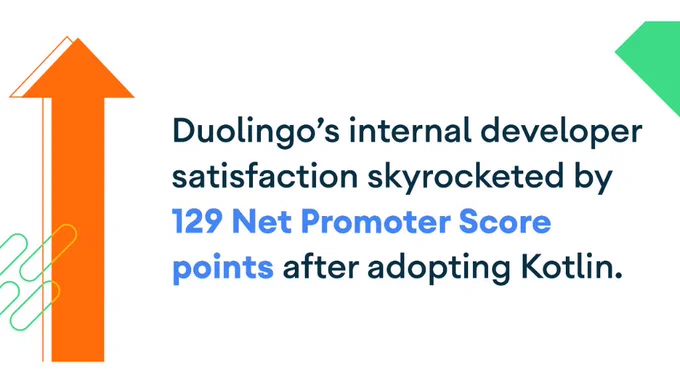 Graphic of how Kotlin improve Duolingo's developer satisfaction