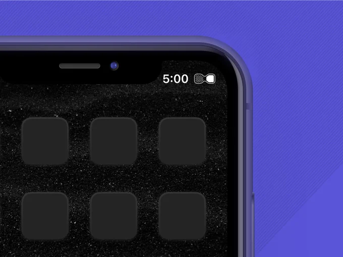 Another close-up mockup of an iPhone with an alternative screen time indicator.