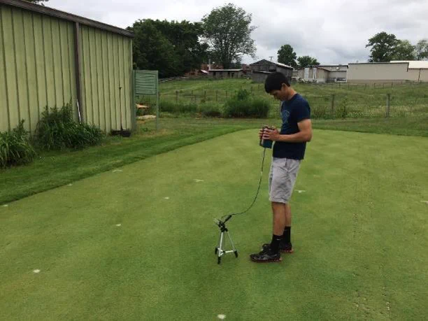 Spectroradiometer measurements on a creeping bentgrass putting green canopy after applying different pigment treatments.