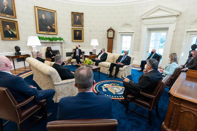 President Biden meets with labor leaders in the Oval Office