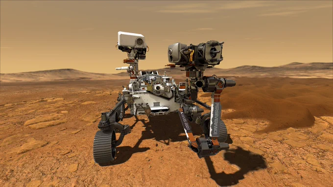 Rendering of rover on Mars