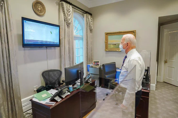 President Biden watches Perseverance touch down on Mars