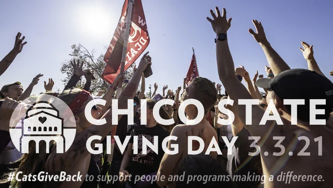 Alumni and fans celebrate together after they came out to see Chico State Wildcats women's and men's 2019 NCAA Division II Cross Country Championships at Haggin Oaks Golf Course on Saturday, November 23, 2019 in Sacramento, Calif. (Jason Halley/University Photographer/CSU, Chico)