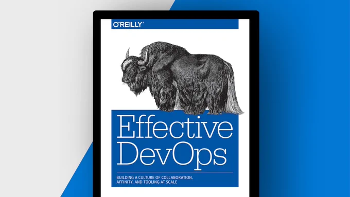 Text reads "Effective DevOps. Building a culture of collaboration, affinity, and tooling at scale" Bison drawing