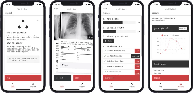 Screenshots of gistalt app