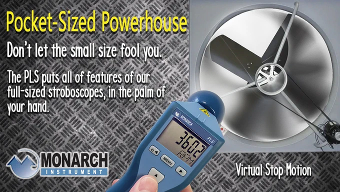 Pocket-sized powerhouse is the PLS LED stroboscope. An ideal tool for predictive maintenance allowing virtual stop motion of moving machinery.