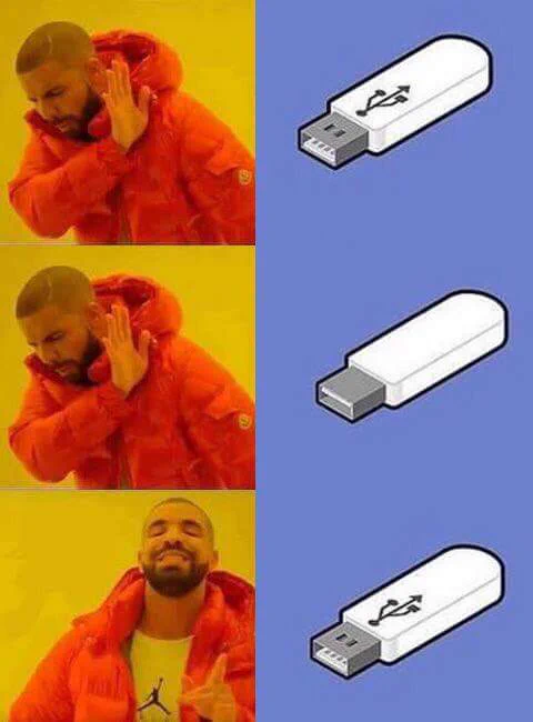 At DataGroup Technologies, Inc., we get the job done right on the first try! #FridayFunnies #USB #meme #Drake DTI Greenville, North Carolina #SimplifyIT