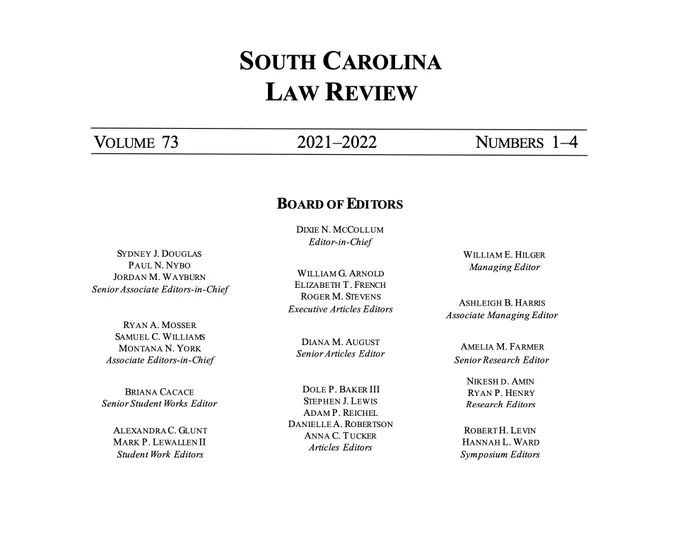 Volume 73 Masthead