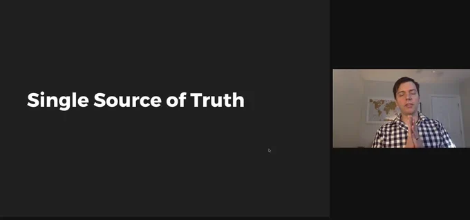 Slide that says Single Source of Truth