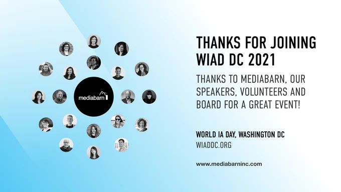 Thanks for joining WIAD DC 2021. Thanks to Mediabarn, our speakers, volunteers. and board for a great event!