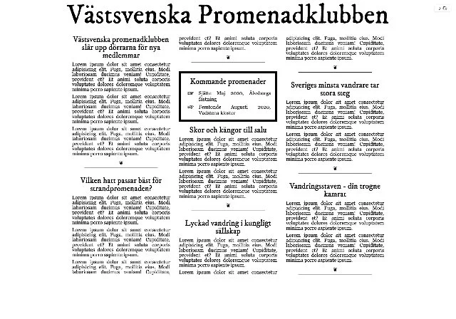 A website layout resembling an old newspaper.