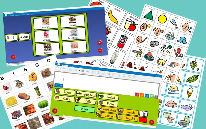 A collage of different resources with a nutrition-theme from resourceSET.