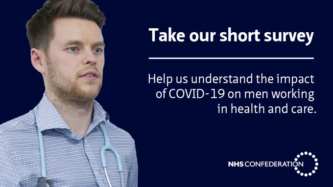 Photo of male Dr. Take our short survey, Help us understand the impact of COVID-19 on men working in health and care
