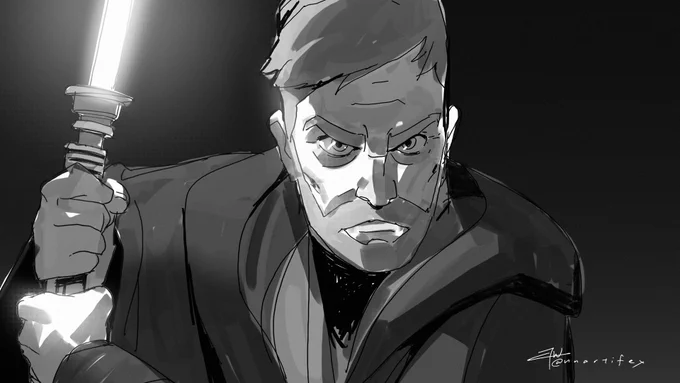 Drawing of Obi-Wan from Star Wars Rebels.