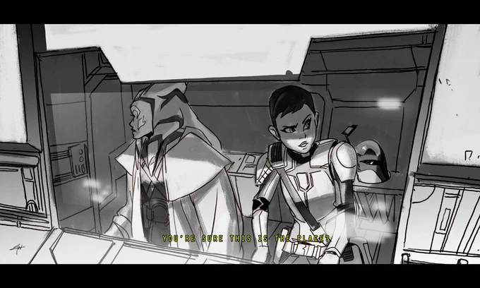 Drawing of Ahsoka Tano and Sabine Wren from Star Wars Rebels.