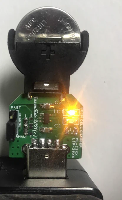 Coin Cell Charger - get your ML/LIR2032 coin cell to recharge.
Available in my Tindie store.  