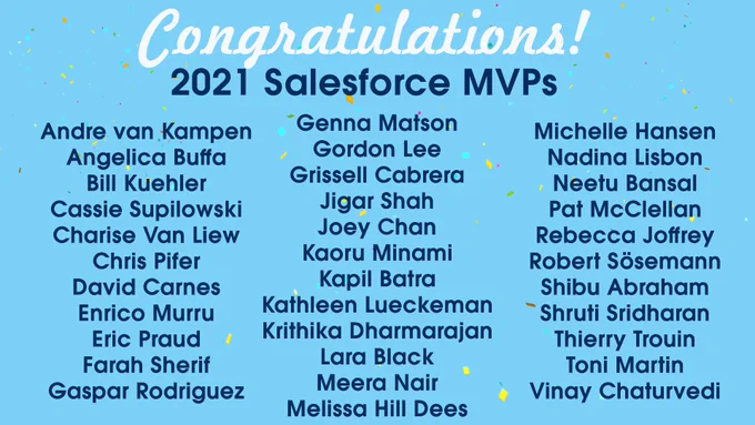 Congratulations 2021 Salesforce MVPs