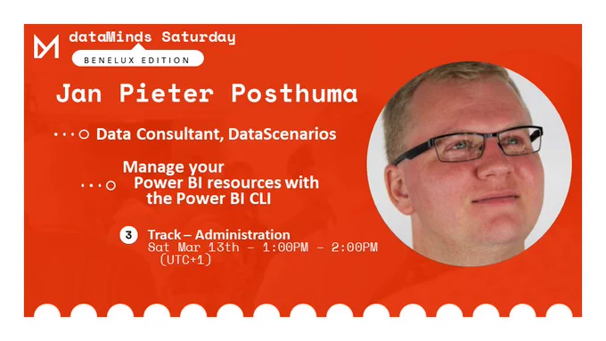 Jan Pieter Posthuma will present at #dataMindsSaturday on Saturday March 13th, at 1PM UTC 1