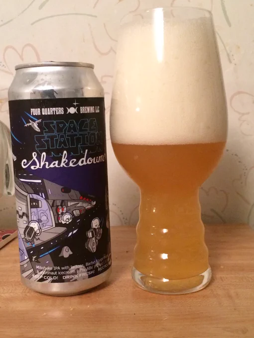 Four quarters brewing Space station shakedown milkshake ipa brewed with Barbe Rouge hops, Aeronaut Ice cream and lactose.. great ice cream, sweet fruit and smooth.