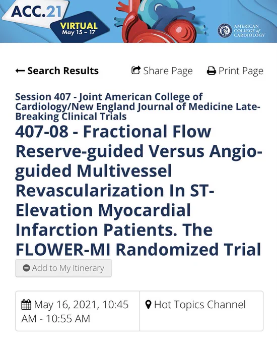 ACC21 Late Breaking Clinical Trial: FLOWER-MI