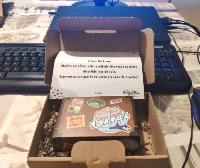 Dear Nelson! Congratulations on the amazing score you got on our funny quiz game. We hope you like our present to you and have fun with it! e.near
