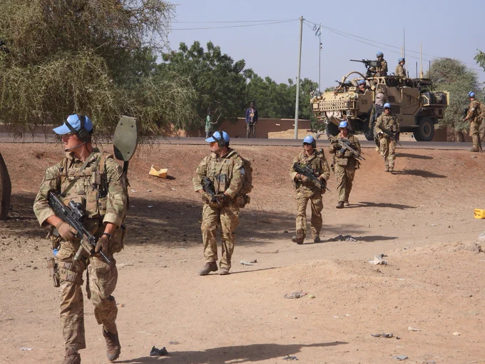 Soldiers from the LRRG patrol both dismounted and mounted through a village in the North East of Mali to speak to the locals to understand the issues and security threats they face. This is a key element to the reconnaissance mission out here in order to understand both the human and physical terrain. 