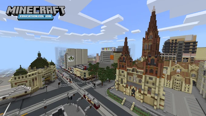 Melbourne, Australia in Minecraft: Education Edition.