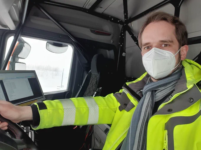 Winter testing season at ZF Commercial Vehicle Control Systems test track in Rovaniemi, Finland. 