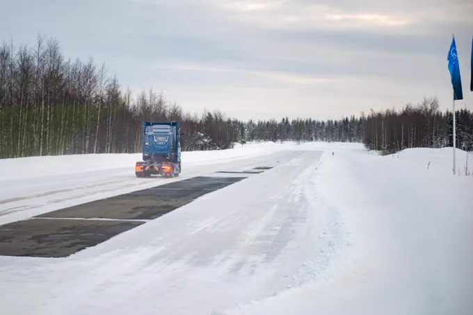 Winter testing season at ZF Commercial Vehicle Control Systems test track in Rovaniemi, Finland. 